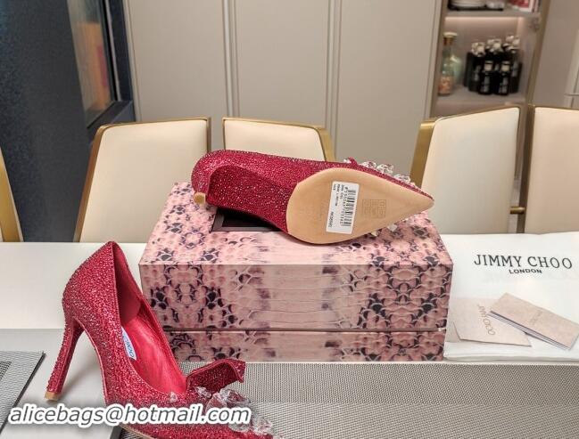 Sumptuous Jimmy Choo Strass Slipper Pumps 8.5cm Red 606073