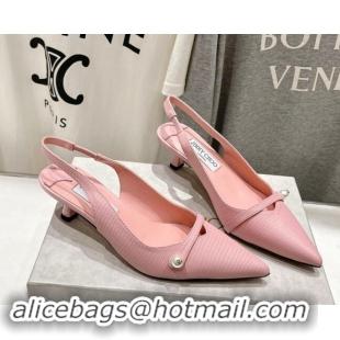 Hot Style Jimmy Choo Amita Slingback Pumps 4.5cm in Lizard Embossed Leather Pink 9030098