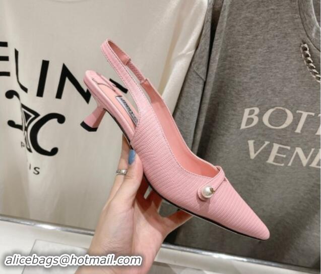 Hot Style Jimmy Choo Amita Slingback Pumps 4.5cm in Lizard Embossed Leather Pink 9030098