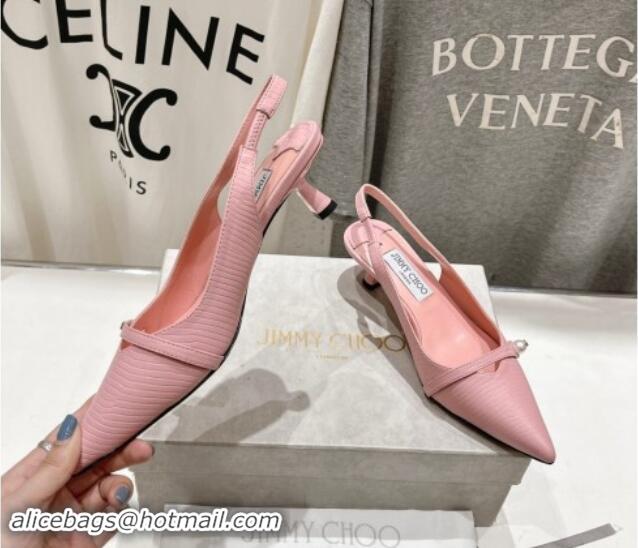 Hot Style Jimmy Choo Amita Slingback Pumps 4.5cm in Lizard Embossed Leather Pink 9030098