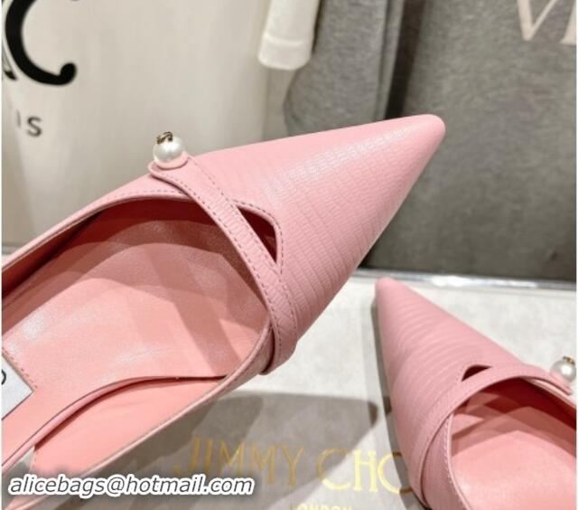 Hot Style Jimmy Choo Amita Slingback Pumps 4.5cm in Lizard Embossed Leather Pink 9030098