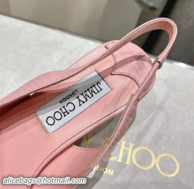 Hot Style Jimmy Choo Amita Slingback Pumps 4.5cm in Lizard Embossed Leather Pink 9030098