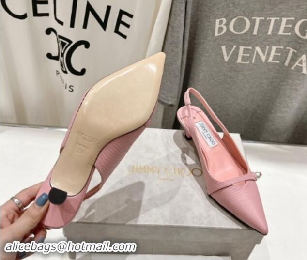 Hot Style Jimmy Choo Amita Slingback Pumps 4.5cm in Lizard Embossed Leather Pink 9030098