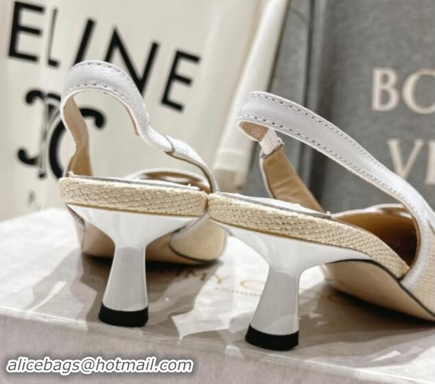 Good Quality Jimmy Choo Amita Slingback Pumps 4.5cm in Straw and Nappa Leather Beige/White 9030099