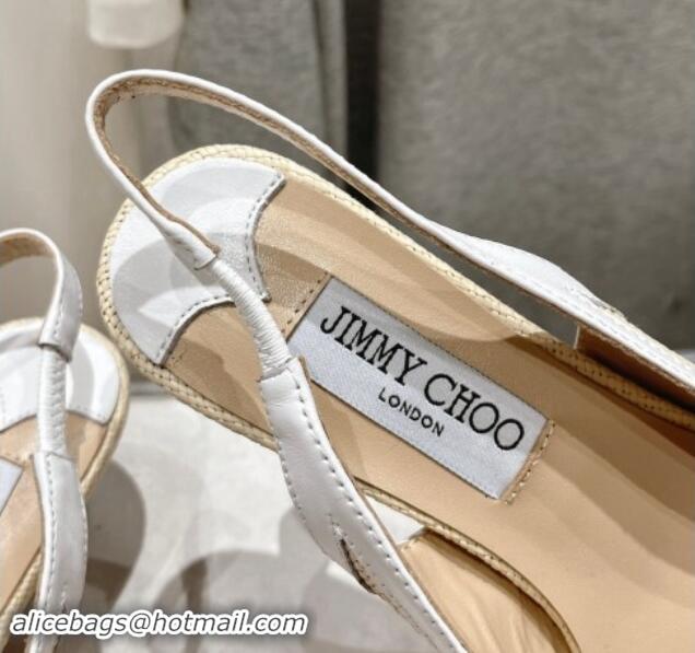 Good Quality Jimmy Choo Amita Slingback Pumps 4.5cm in Straw and Nappa Leather Beige/White 9030099