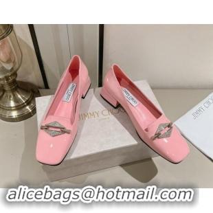 Lowest Price Jimmy Choo Ravi Flat Loafers 2.5cm in Patent Leather with Strass Link Light Pink 1011033