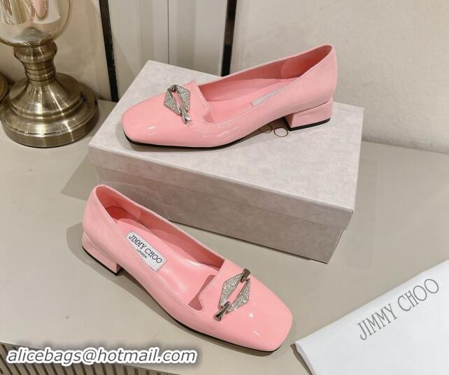 Lowest Price Jimmy Choo Ravi Flat Loafers 2.5cm in Patent Leather with Strass Link Light Pink 1011033