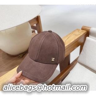 Cheapest Chanel Suede Baseball Hat 0301 Brown 2024