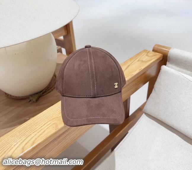 Cheapest Chanel Suede Baseball Hat 0301 Brown 2024