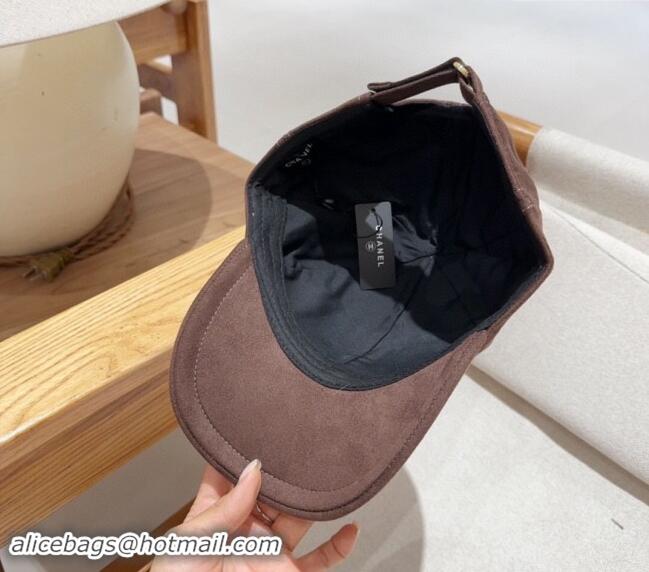 Cheapest Chanel Suede Baseball Hat 0301 Brown 2024