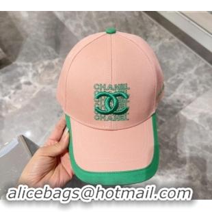 Inexpensive Chanel Canvas Baseball Hat 0301 Light Pink/Green 2024