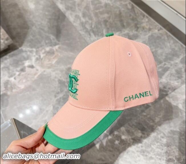 Inexpensive Chanel Canvas Baseball Hat 0301 Light Pink/Green 2024