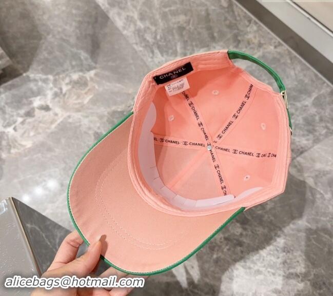 Inexpensive Chanel Canvas Baseball Hat 0301 Light Pink/Green 2024