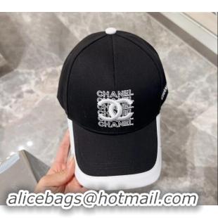 Buy Discount Chanel Canvas Baseball Hat 0301 Black/White 2024