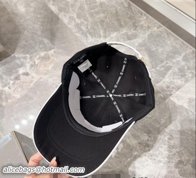 Buy Discount Chanel Canvas Baseball Hat 0301 Black/White 2024