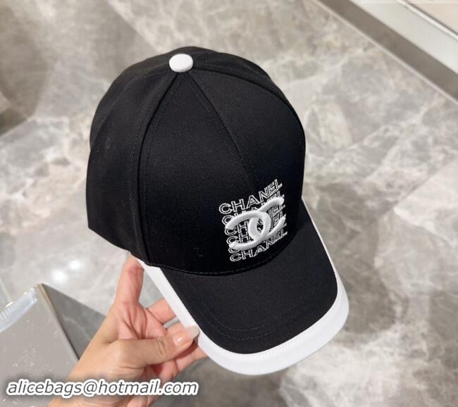 Buy Discount Chanel Canvas Baseball Hat 0301 Black/White 2024