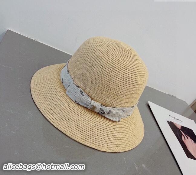 Market Sells Chanel Straw Bucket Hat with Canvas 0302 Band Beige 2024