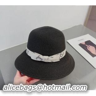 Market Sells Chanel Straw Bucket Hat with Canvas Band 0302 Black 2024