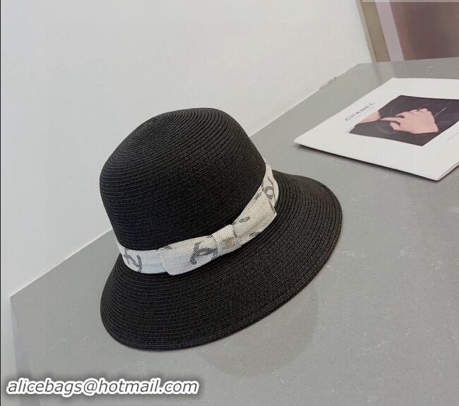 Market Sells Chanel Straw Bucket Hat with Canvas Band 0302 Black 2024