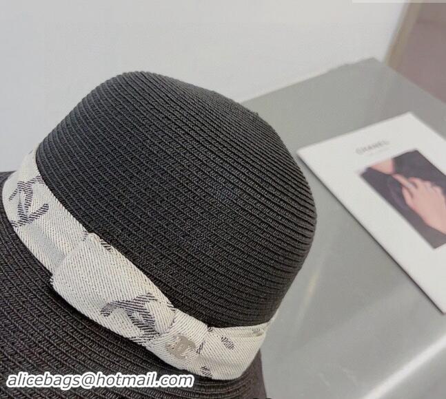 Market Sells Chanel Straw Bucket Hat with Canvas Band 0302 Black 2024