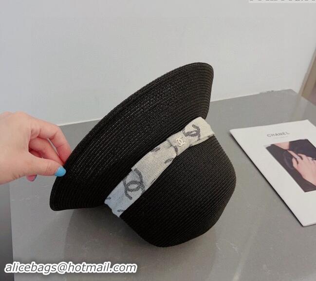 Market Sells Chanel Straw Bucket Hat with Canvas Band 0302 Black 2024