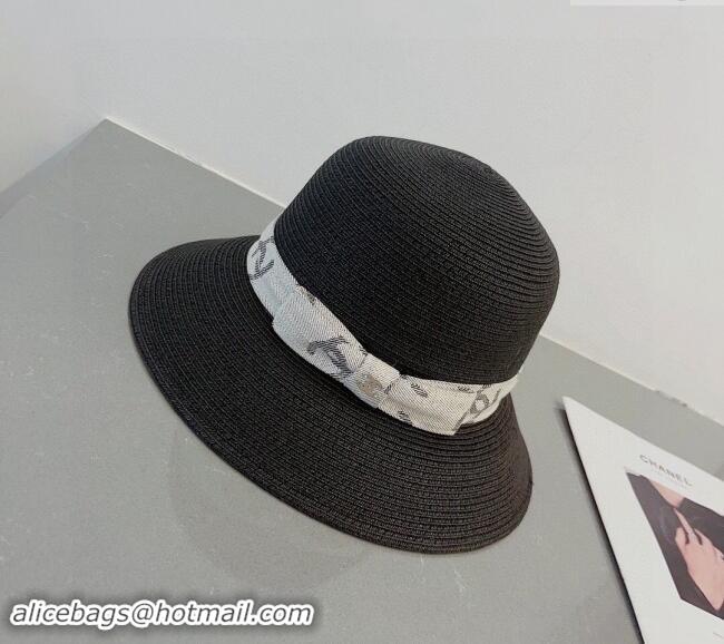 Market Sells Chanel Straw Bucket Hat with Canvas Band 0302 Black 2024