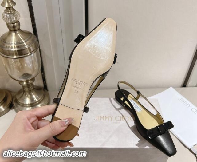 Most Popular Jimmy Choo Adalle Slingbacks Flat in Black Patent and Nappa Leather with Bow 1011041