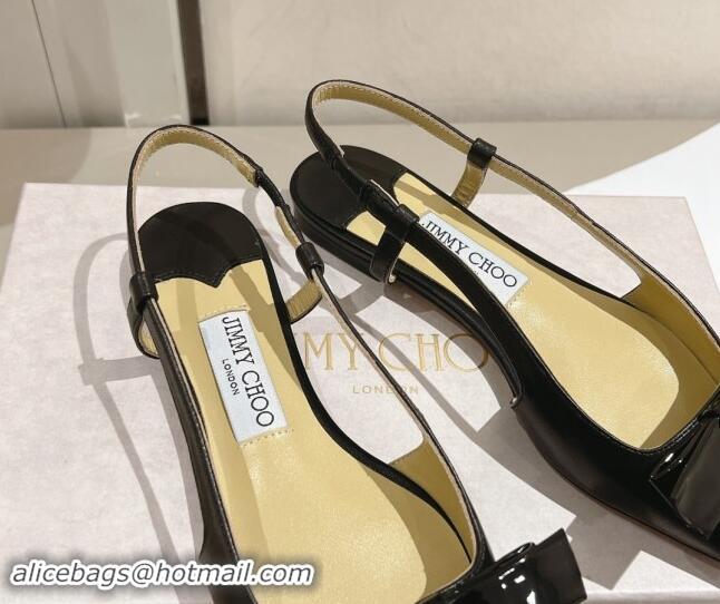 Most Popular Jimmy Choo Adalle Slingbacks Flat in Black Patent and Nappa Leather with Bow 1011041