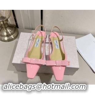 Buy Discount Jimmy Choo Adalle Slingbacks Flat in Pink Patent Leather with Bow 011042