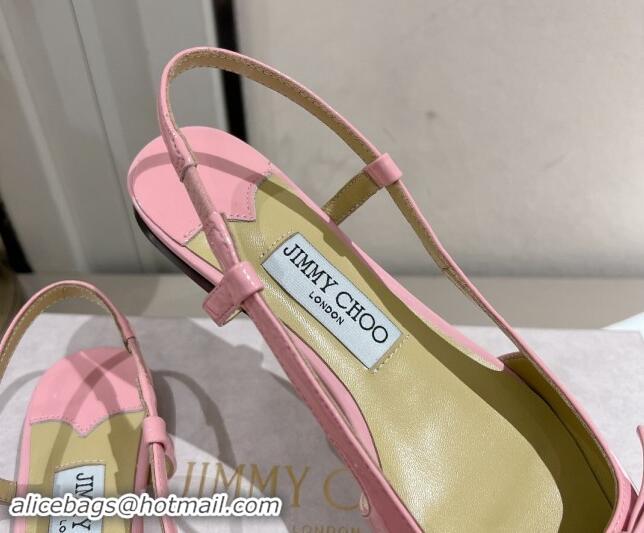 Buy Discount Jimmy Choo Adalle Slingbacks Flat in Pink Patent Leather with Bow 011042