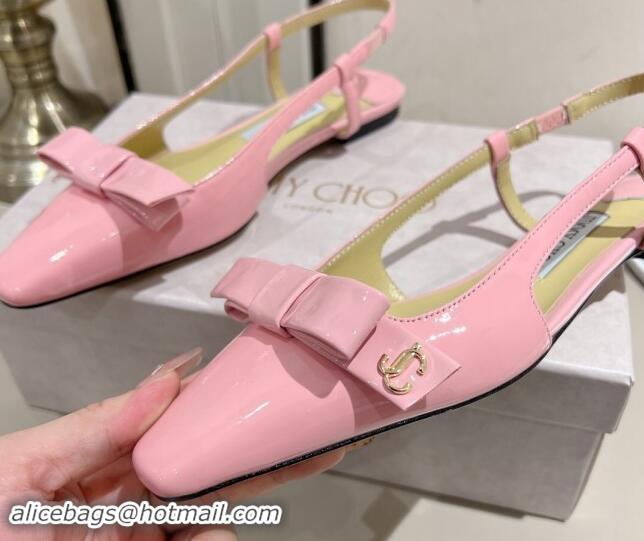 Buy Discount Jimmy Choo Adalle Slingbacks Flat in Pink Patent Leather with Bow 011042