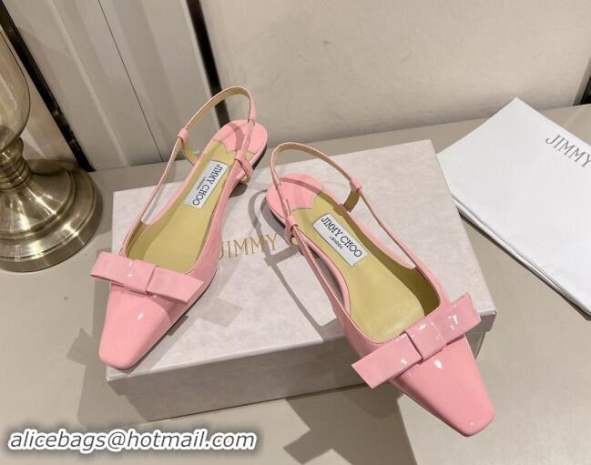 Buy Discount Jimmy Choo Adalle Slingbacks Flat in Pink Patent Leather with Bow 011042