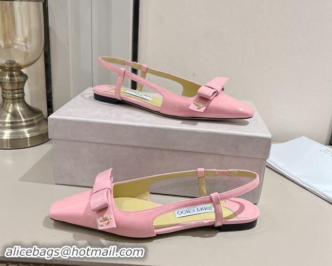 Buy Discount Jimmy Choo Adalle Slingbacks Flat in Pink Patent Leather with Bow 011042