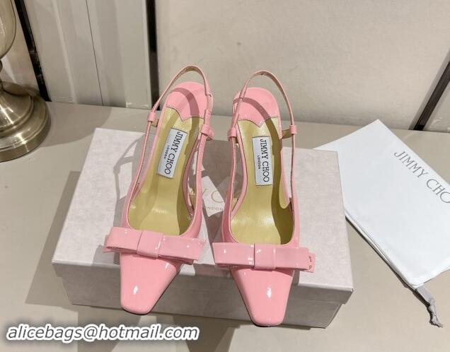 Purchase Jimmy Choo Adalle Slingbacks Pumps 8.5cm in Pink Patent Leather with Bow 011043