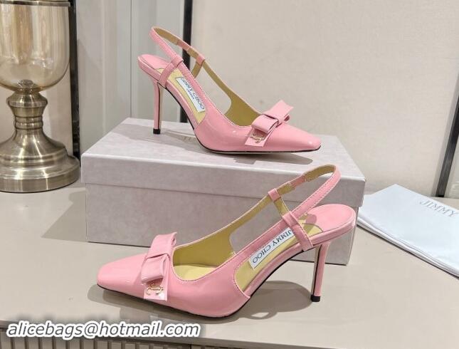 Purchase Jimmy Choo Adalle Slingbacks Pumps 8.5cm in Pink Patent Leather with Bow 011043