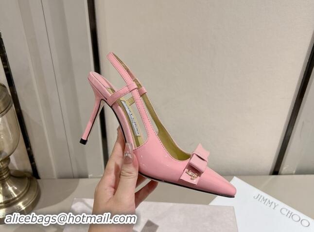 Purchase Jimmy Choo Adalle Slingbacks Pumps 8.5cm in Pink Patent Leather with Bow 011043