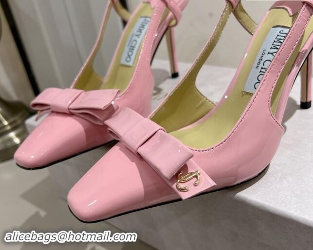 Purchase Jimmy Choo Adalle Slingbacks Pumps 8.5cm in Pink Patent Leather with Bow 011043