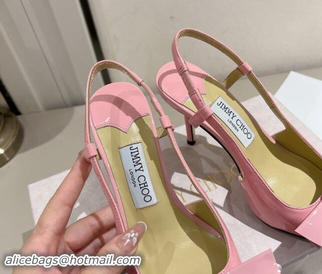 Purchase Jimmy Choo Adalle Slingbacks Pumps 8.5cm in Pink Patent Leather with Bow 011043