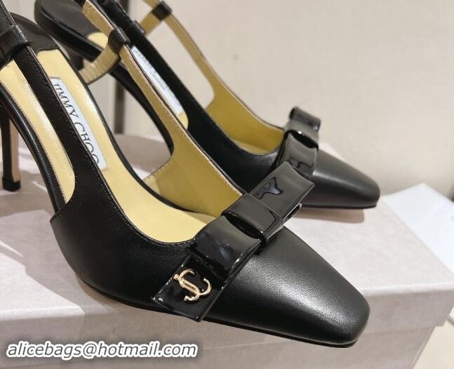 Best Product Jimmy Choo Adalle Slingbacks Pumps 6.5/8.5cm in Black Nappa Leather with Bow 011045