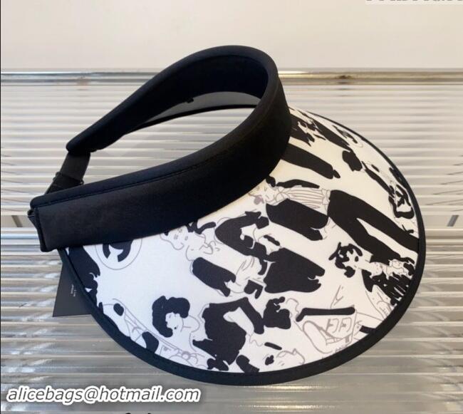 Buy Classic Chanel Printed Visor Hat 0302 Black/White 2024