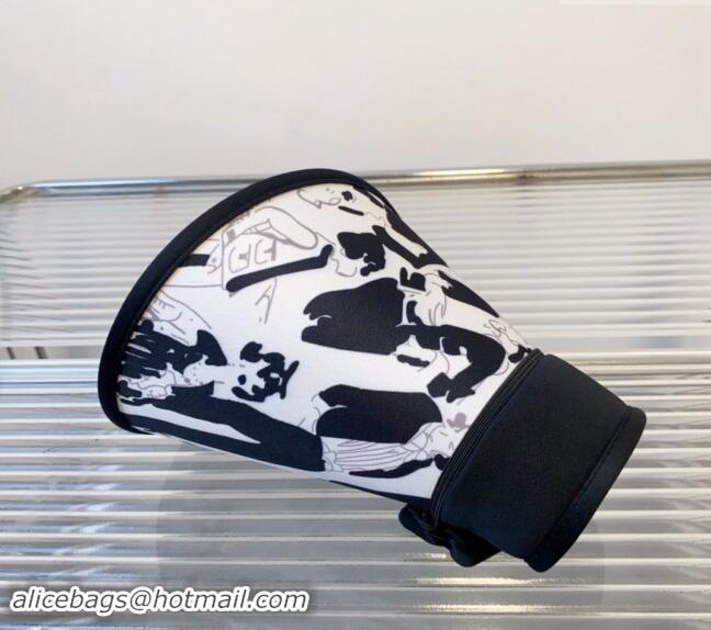 Buy Classic Chanel Printed Visor Hat 0302 Black/White 2024