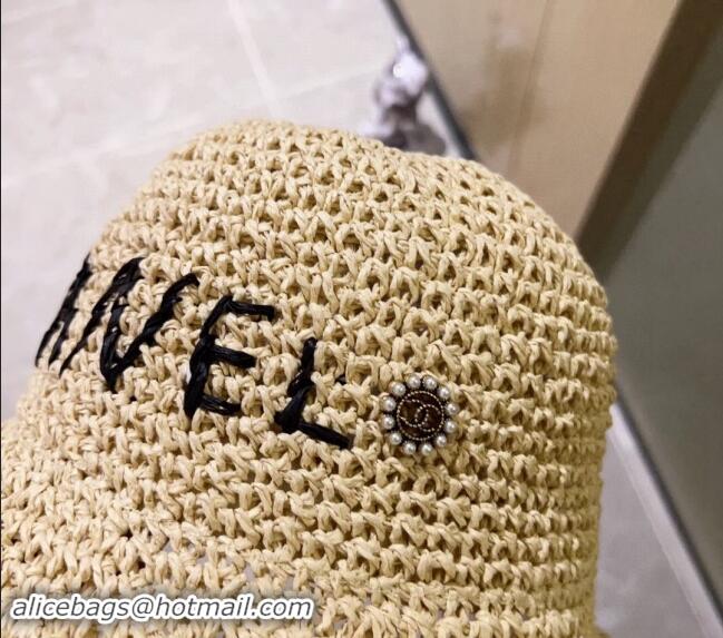 Best Price Chanel Straw Bucket Hat 030202 Beige 2024