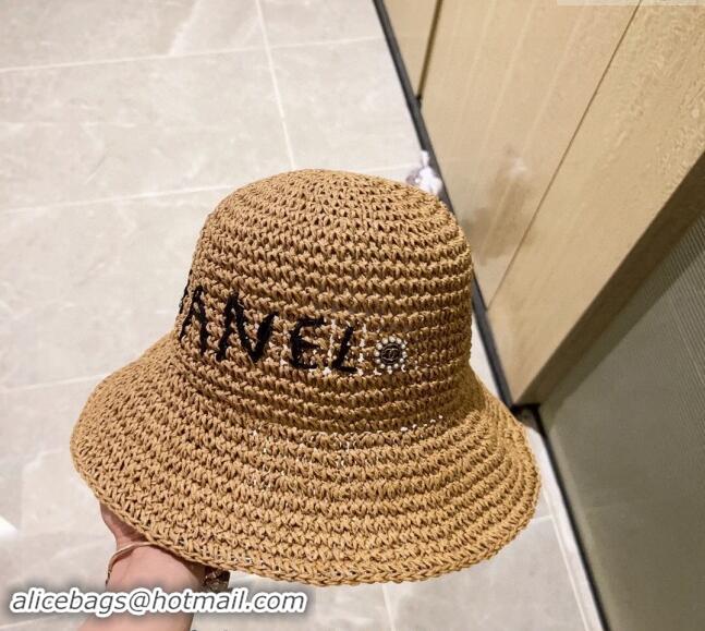 New Design Chanel Straw Bucket Hat 030202 Gold 2024