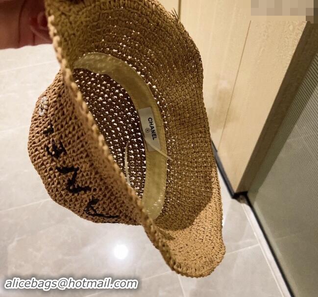 New Design Chanel Straw Bucket Hat 030202 Gold 2024