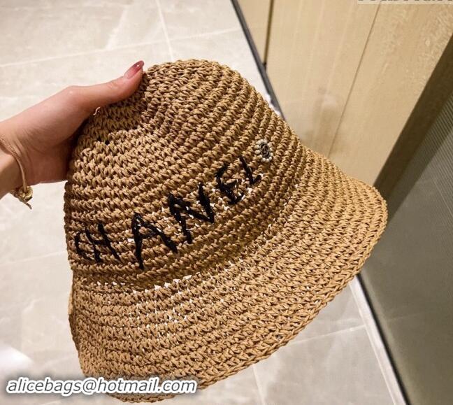 New Design Chanel Straw Bucket Hat 030202 Gold 2024