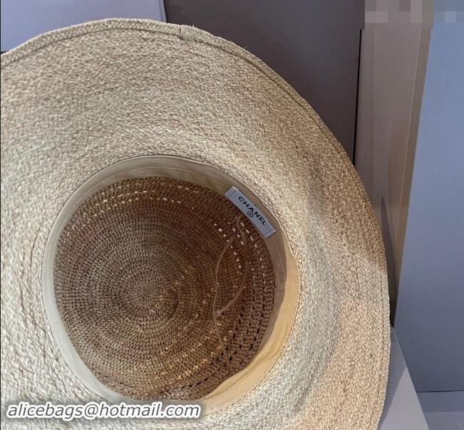 Hot Style Chanel Straw Wide Brim Hat with Buckle C0403 2024