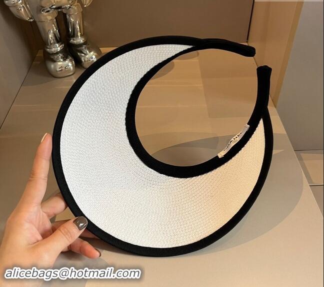 High Quality Chanel Straw and Lace Visor Hat 0403 White 2024