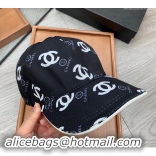 New Arrivals Chanel CC Print Hat 040301 Black 2024