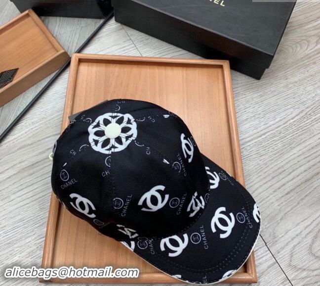 New Arrivals Chanel CC Print Hat 040301 Black 2024