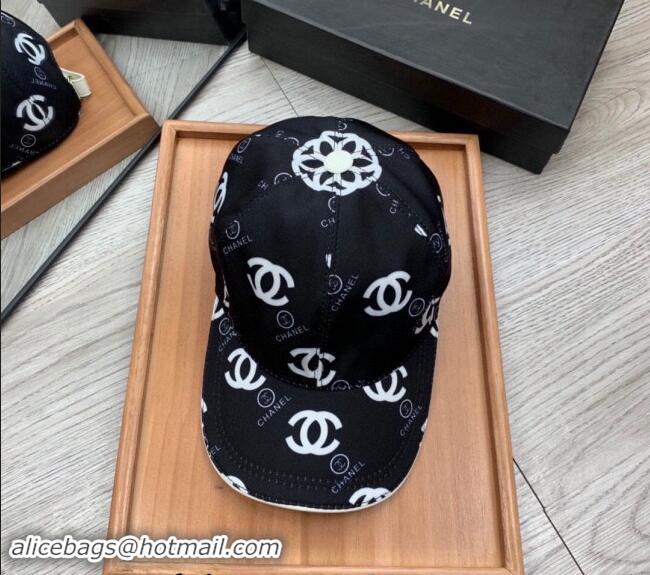 New Arrivals Chanel CC Print Hat 040301 Black 2024